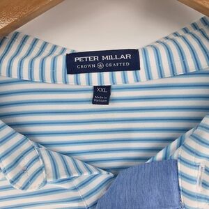Peter Millar Polo Shirt Mens 2XL Crown Comfort Crown Crafted Golf  Blue